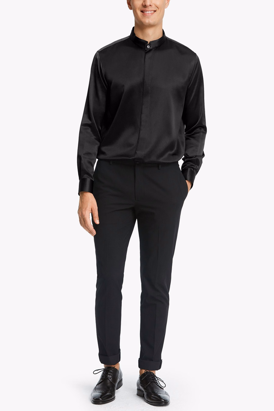 Camisa de Hombre de Seda con Placket Oculto Clásica