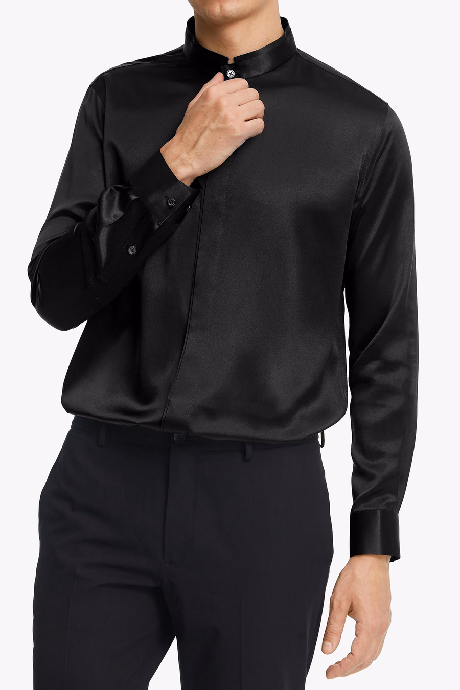 Camisa de Hombre de Seda con Placket Oculto Clásica
