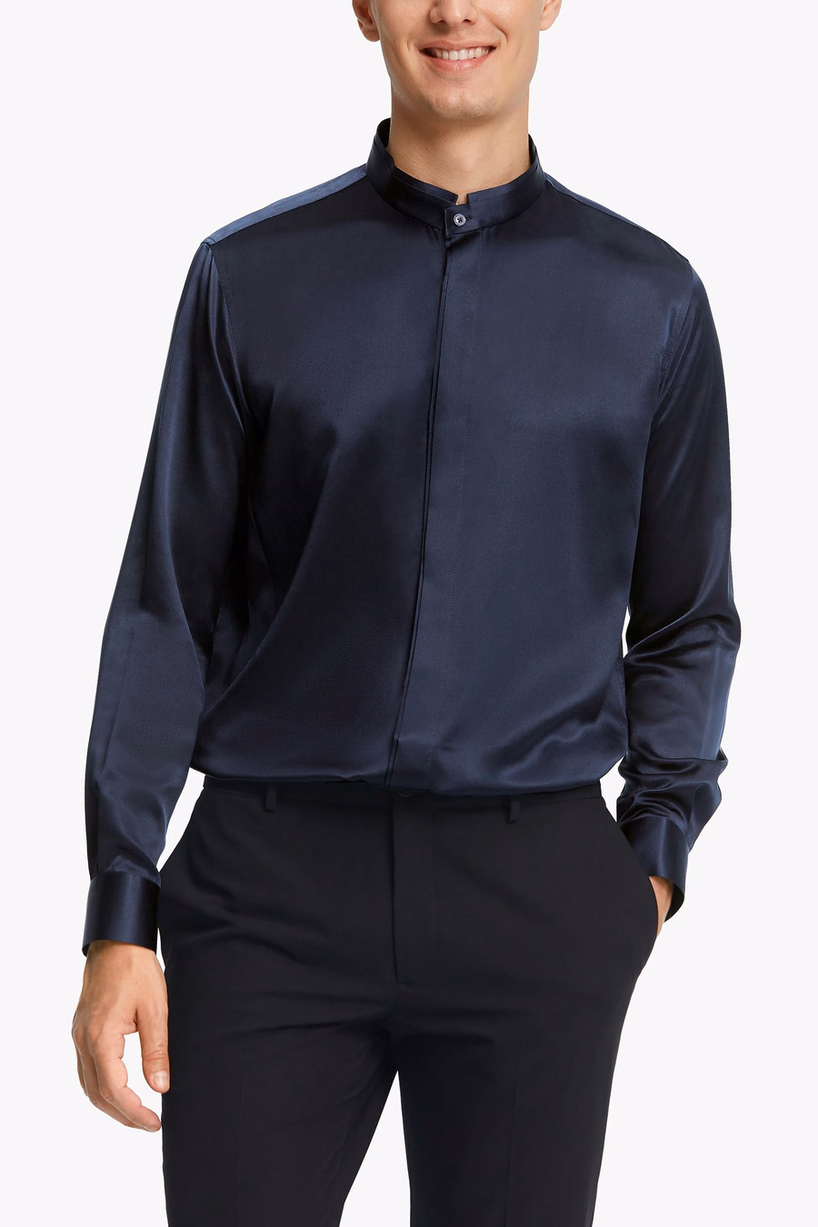 Camisa de Hombre de Seda con Placket Oculto Clásica