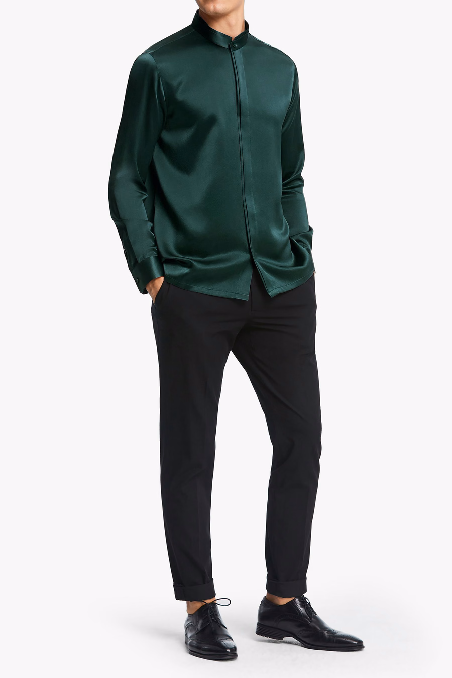 Camisa de Hombre de Seda con Placket Oculto Clásica