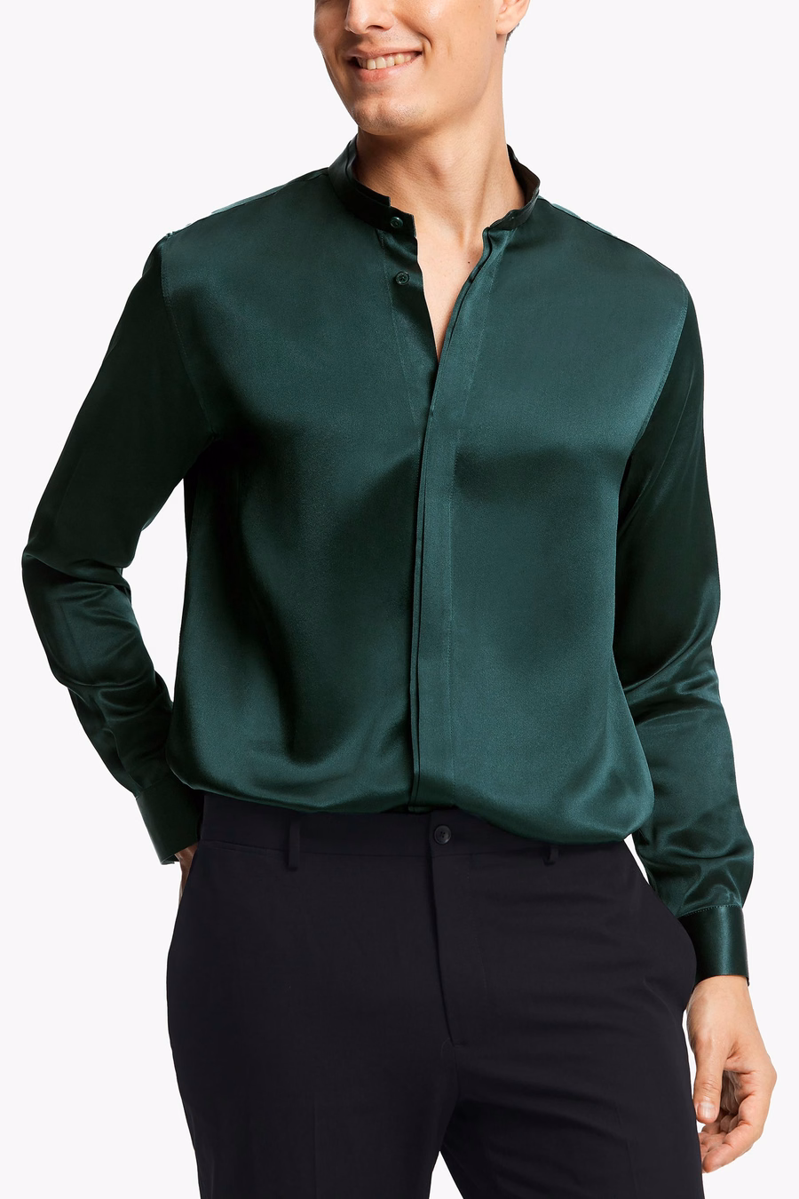 Camisa de Hombre de Seda con Placket Oculto Clásica