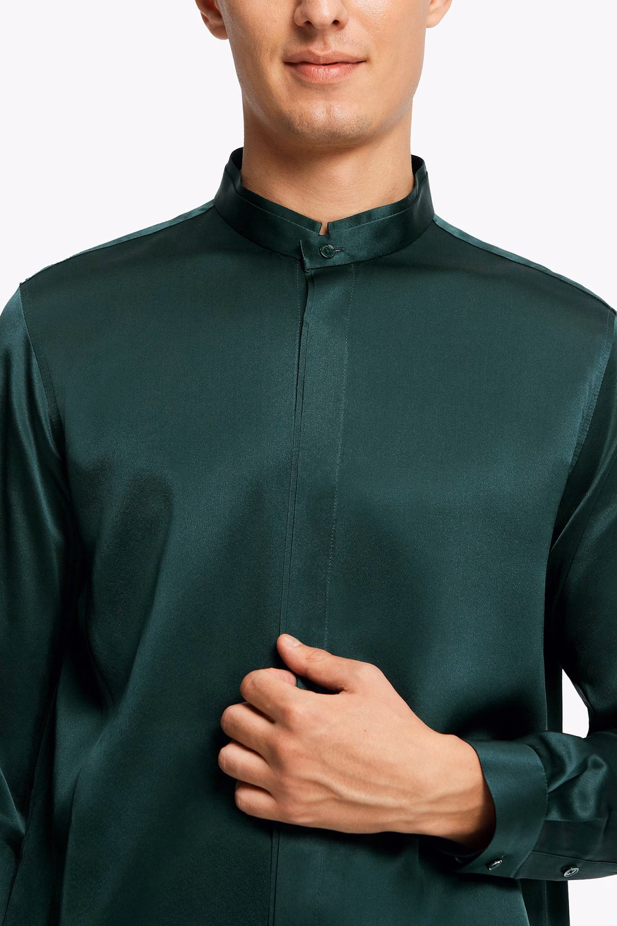 Camisa de Hombre de Seda con Placket Oculto Clásica