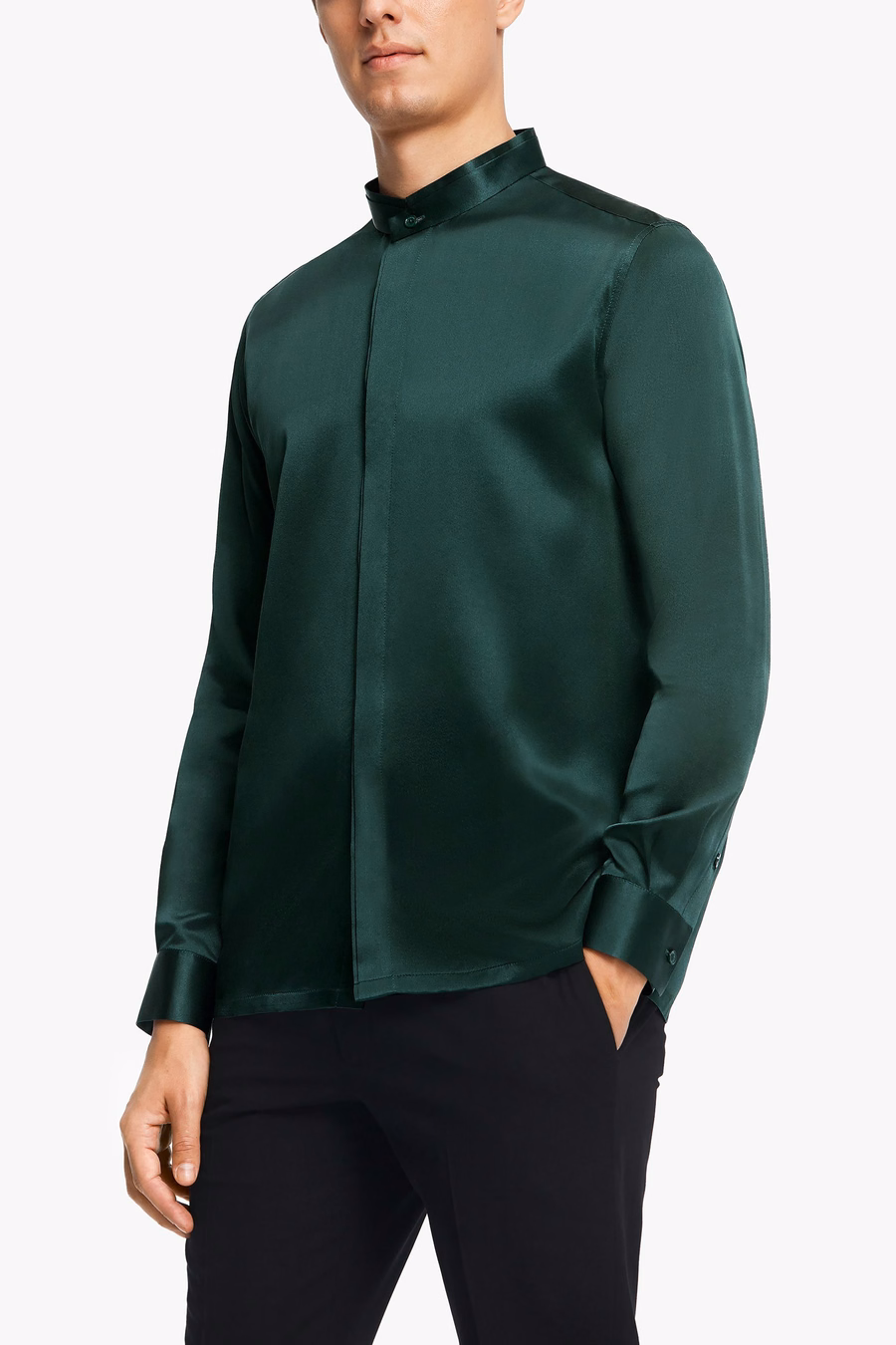 Camisa de Hombre de Seda con Placket Oculto Clásica