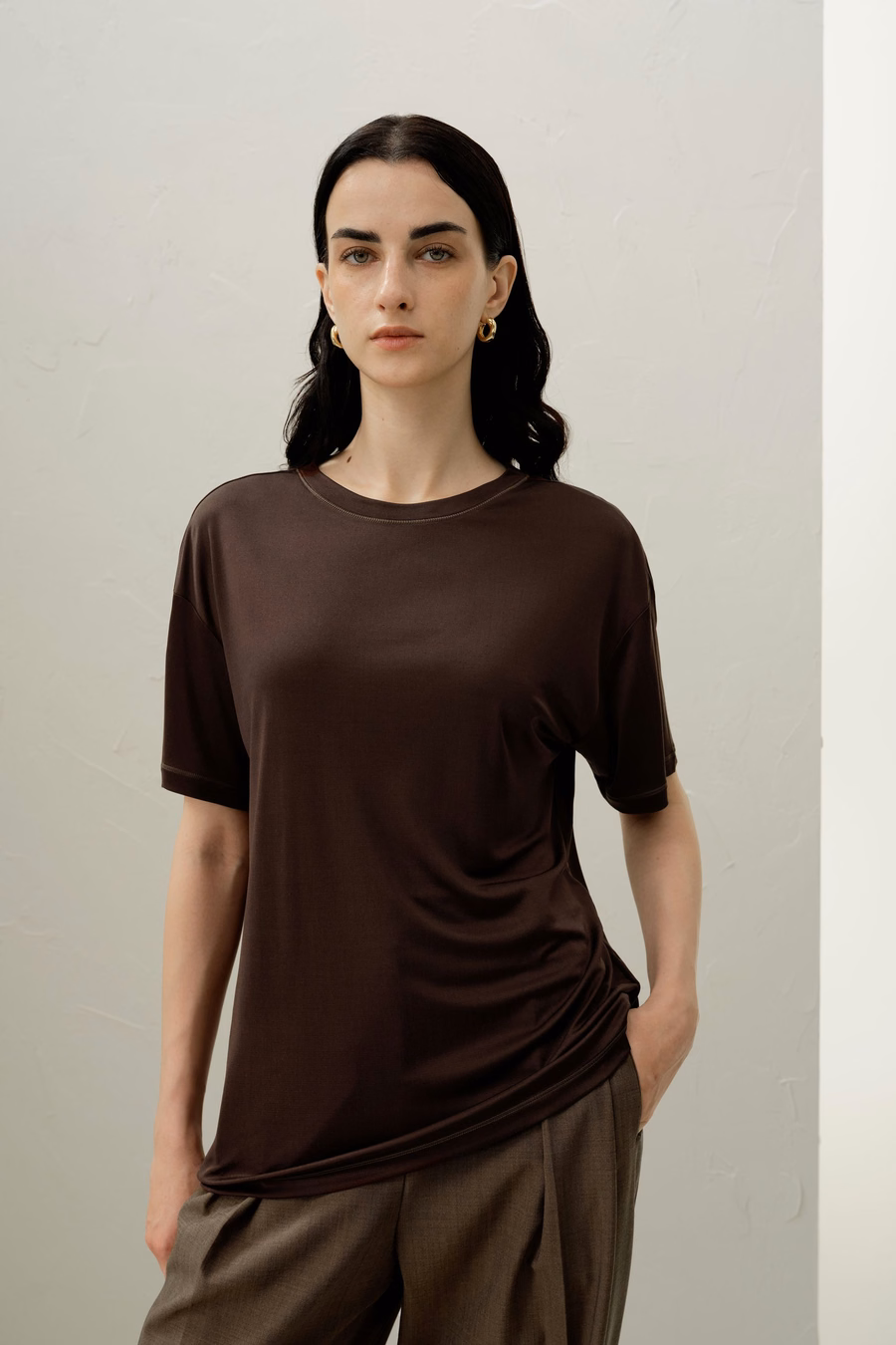 Tee de Jersey de Seda Oversized