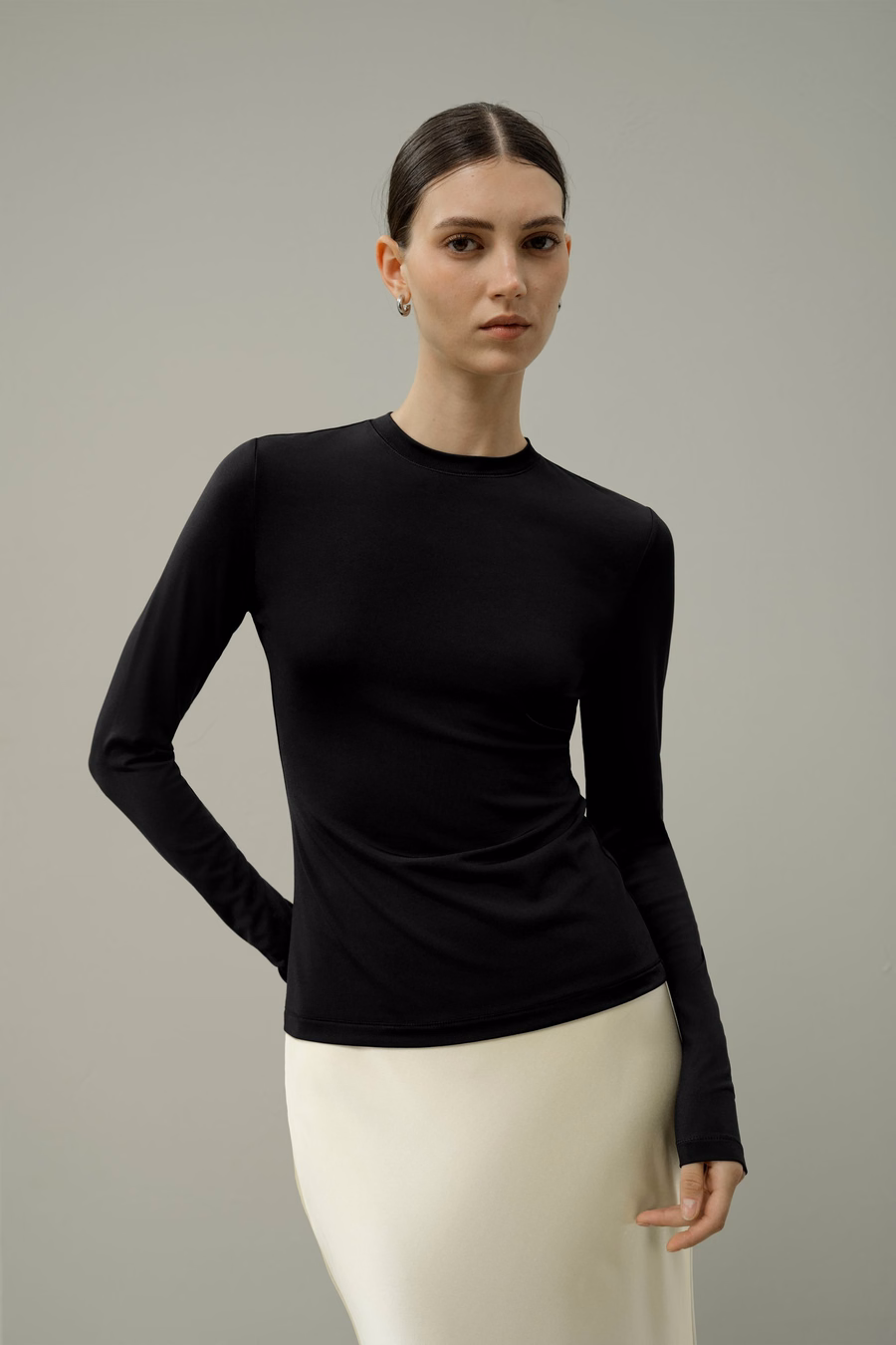 Top Slinky de Jersey de Seda Breeze de manga larga