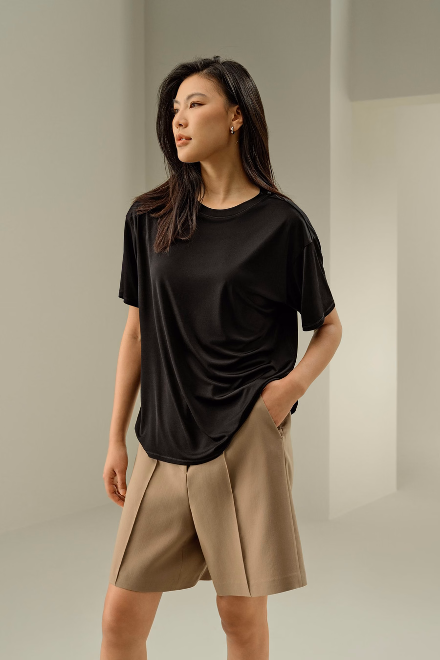 Tee de Jersey de Seda Oversized