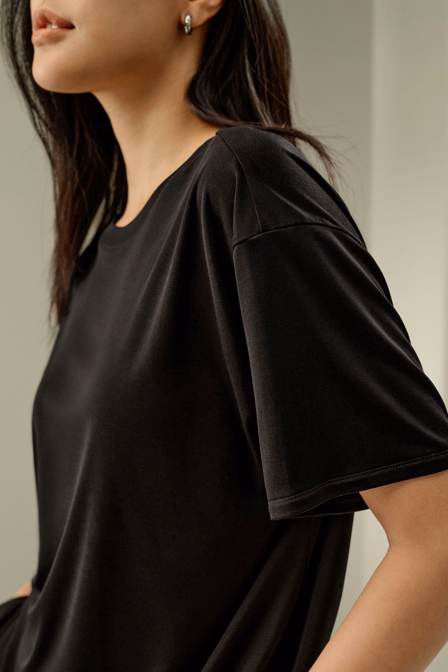 Tee de Jersey de Seda Oversized