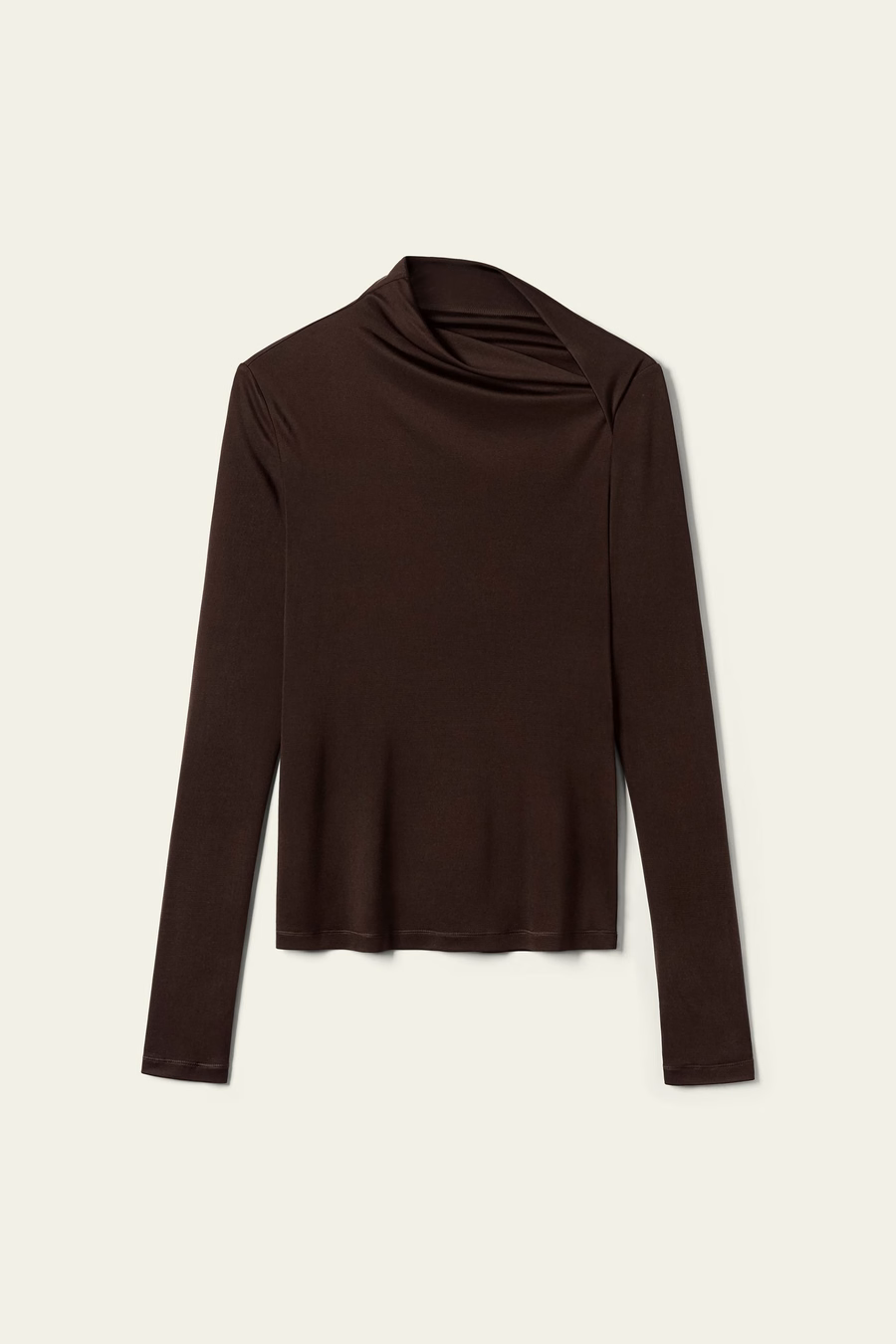 Top de Manga Larga Ajustado de Jersey de Seda