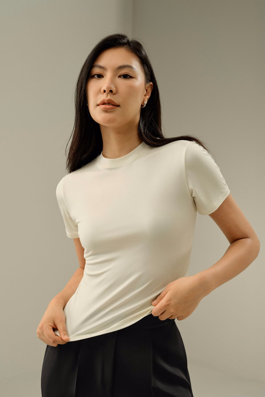 Camisa de Jersey de Seda Ajustada y Slim