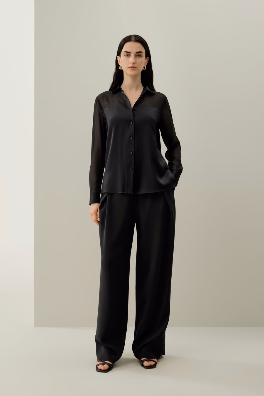 Camisa de Organza de Seda con Botones