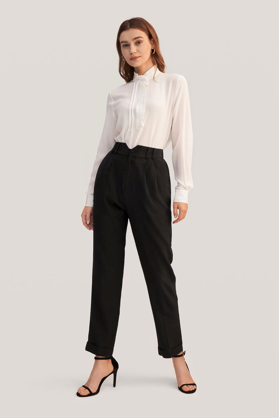 Pantalones de Seda Ajustados y Con Forma