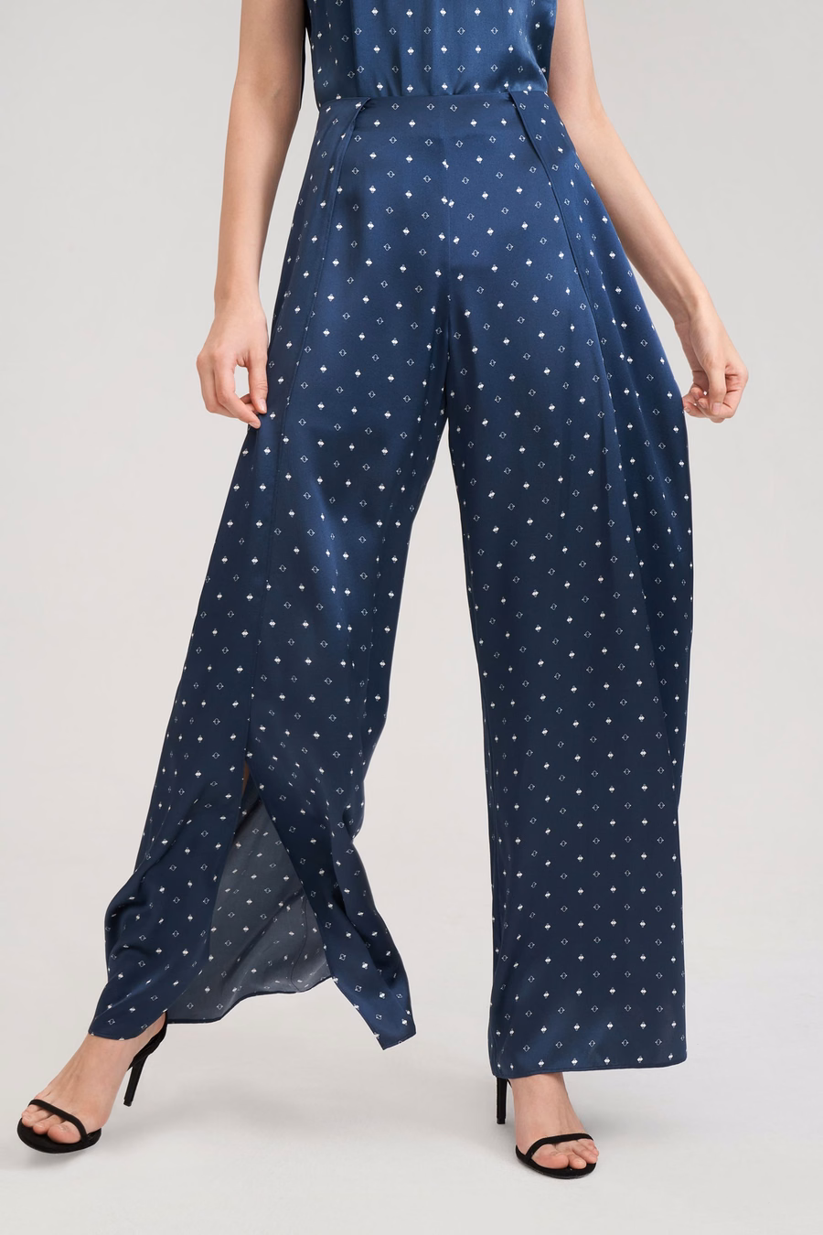 Pantalones de seda ginkgo de pierna ancha