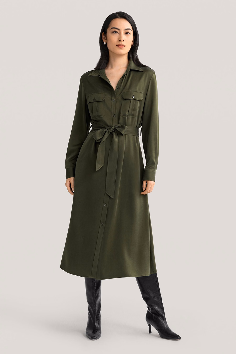 Vestido Trench de Bolsillo Lavado a la Arena