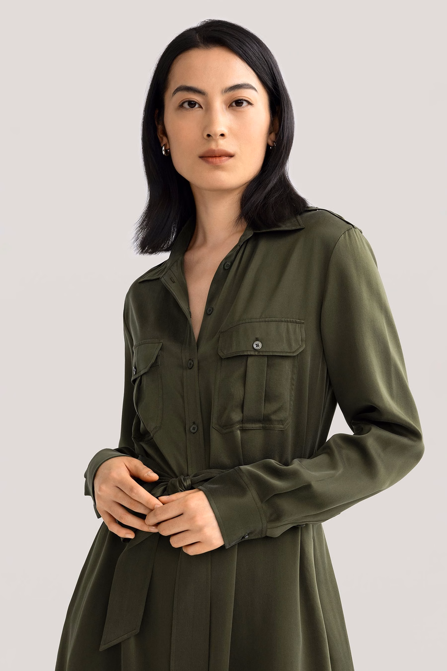 Vestido Trench de Bolsillo Lavado a la Arena