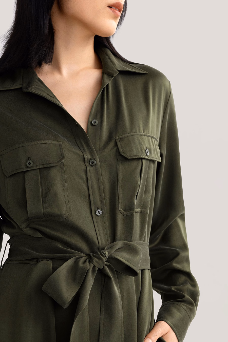 Vestido Trench de Bolsillo Lavado a la Arena