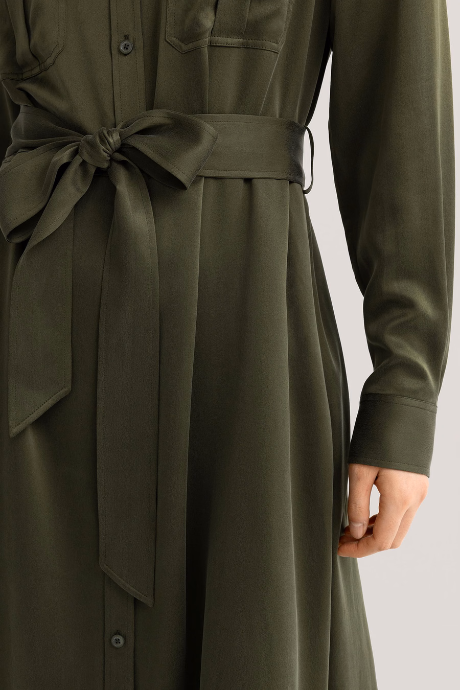 Vestido Trench de Bolsillo Lavado a la Arena