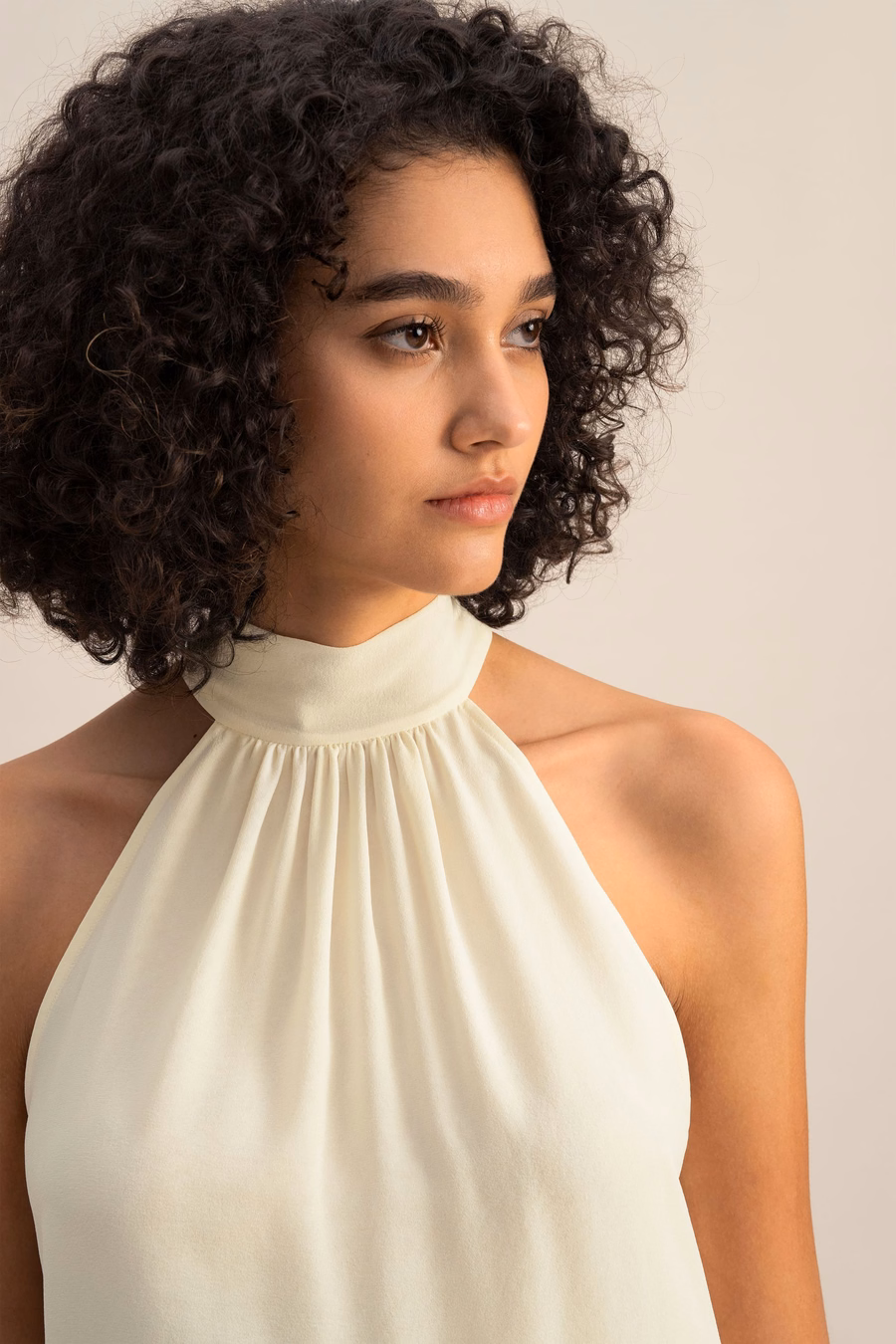 Top de Cuello Halter de Seta Georgette