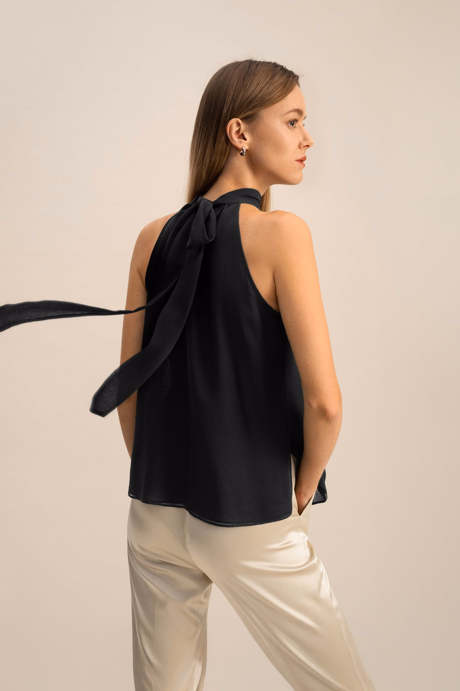 Top de Cuello Halter de Seta Georgette