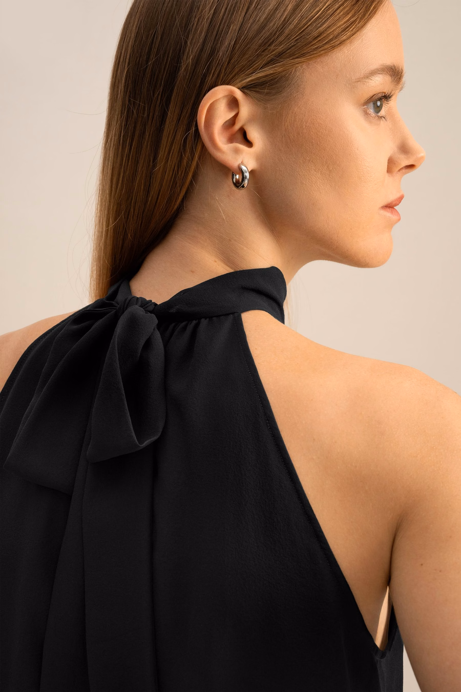 Top de Cuello Halter de Seta Georgette