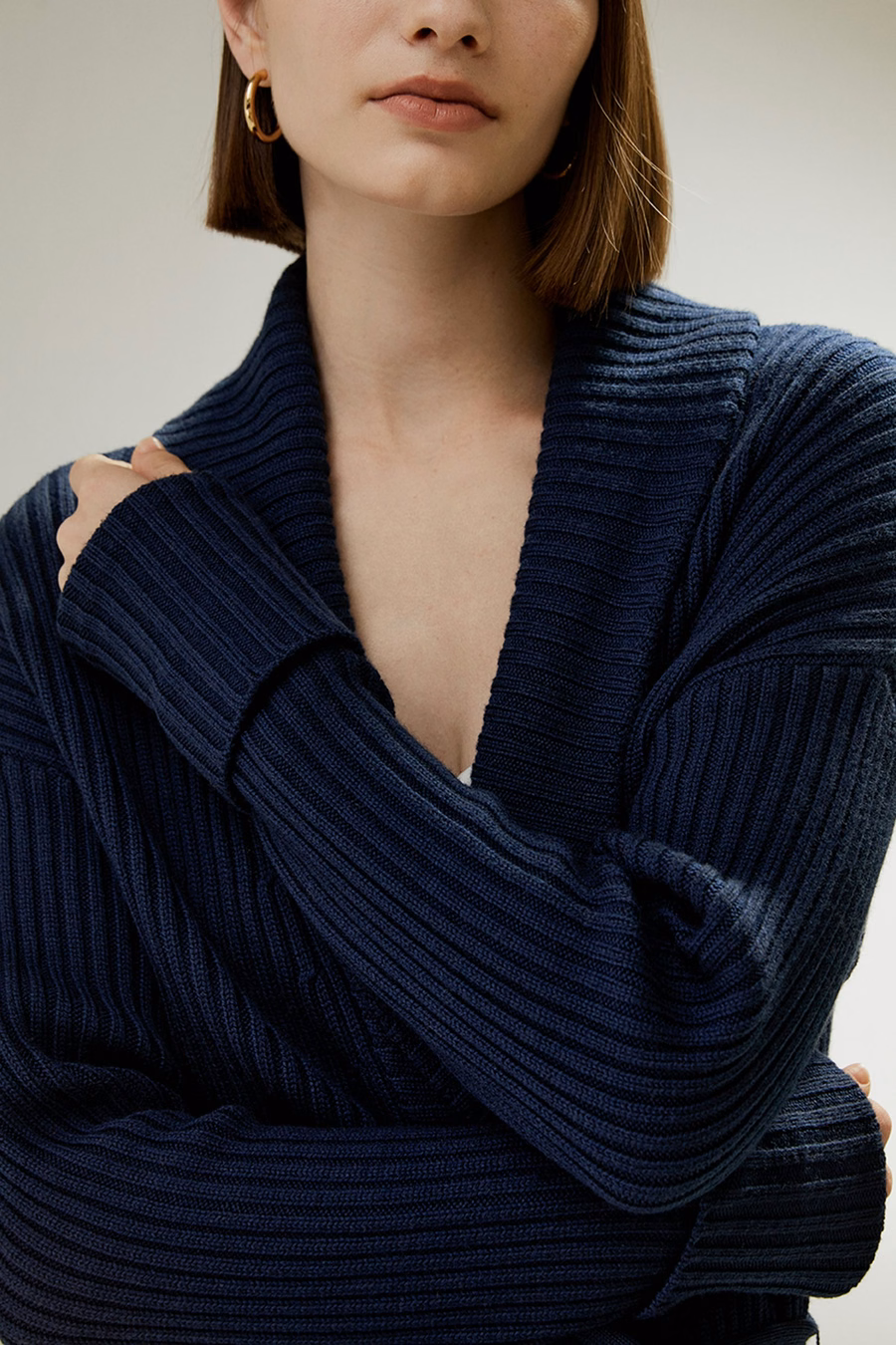 Cardigan de Cuello Chal de Lana Merina