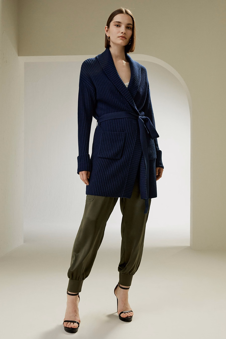 Cardigan de Cuello Chal de Lana Merina