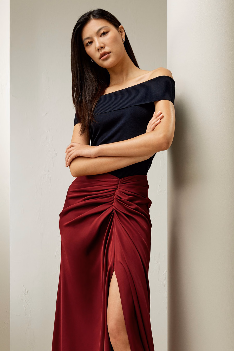 Falda Midi Coastline de Seda