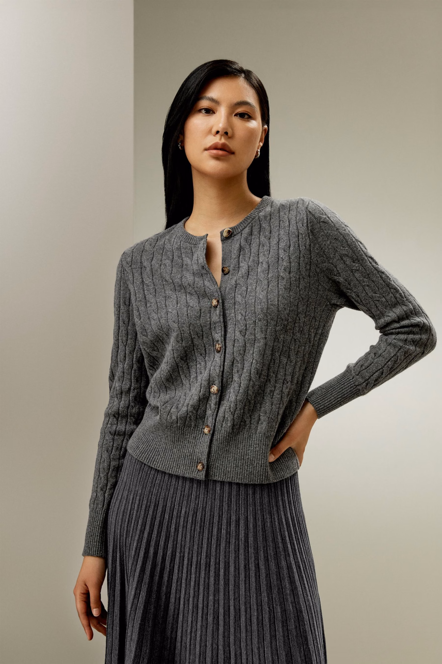 Cardigan de Punto Cable de Cachemira Bebé