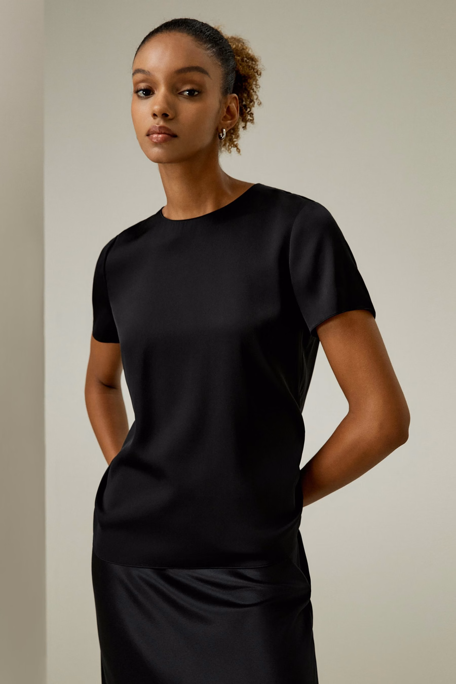 Camiseta básica de seda