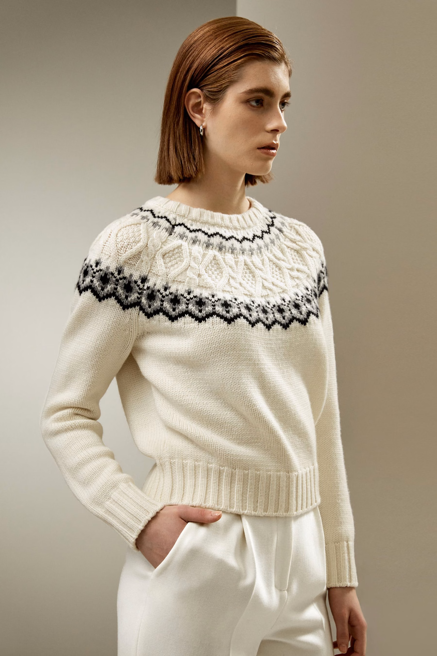 Suéter de cuello redondo de Fair Isle