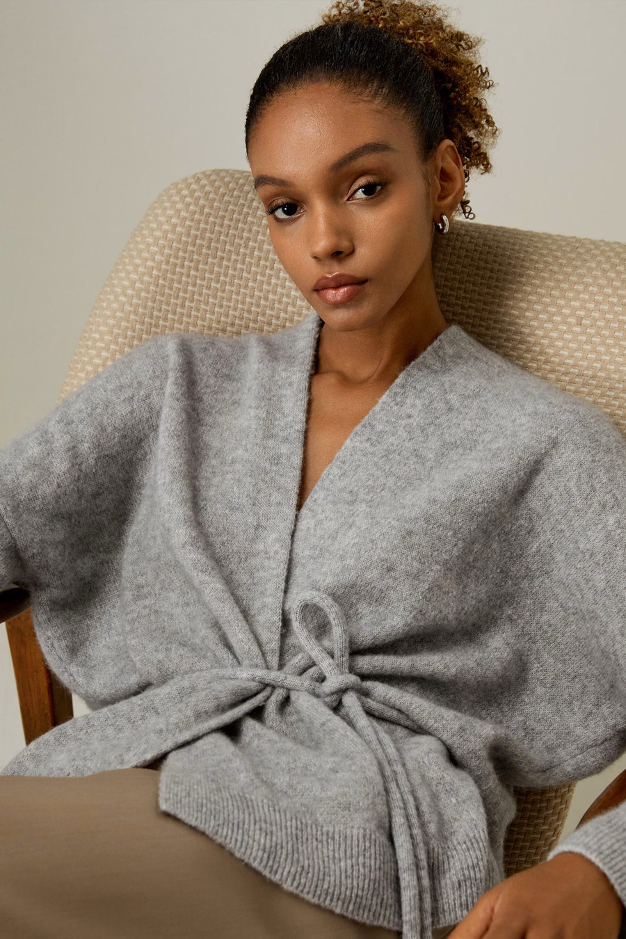 Cardigan de punto envolvente