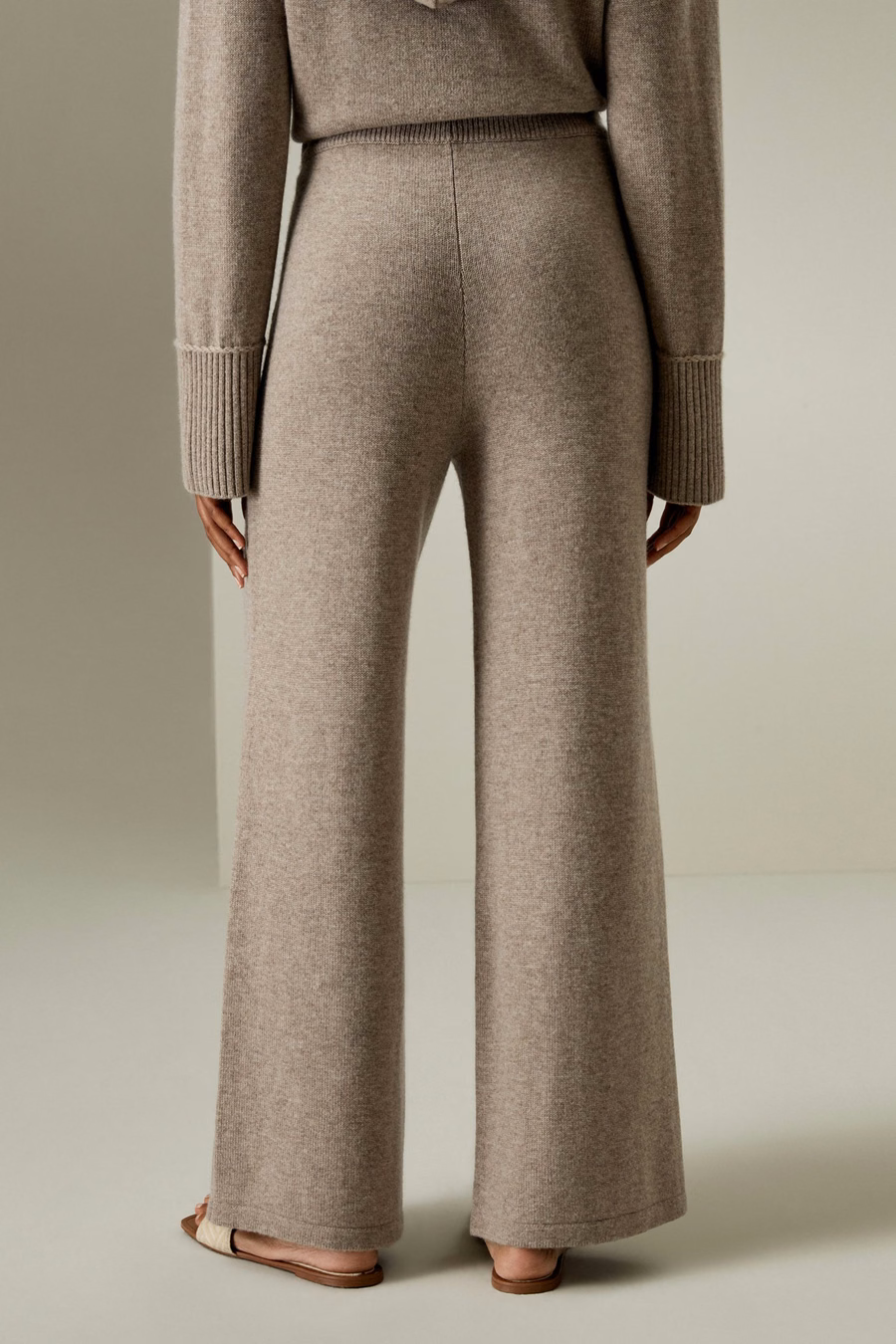 Pantalones de pierna ancha de jersey de lana Merino