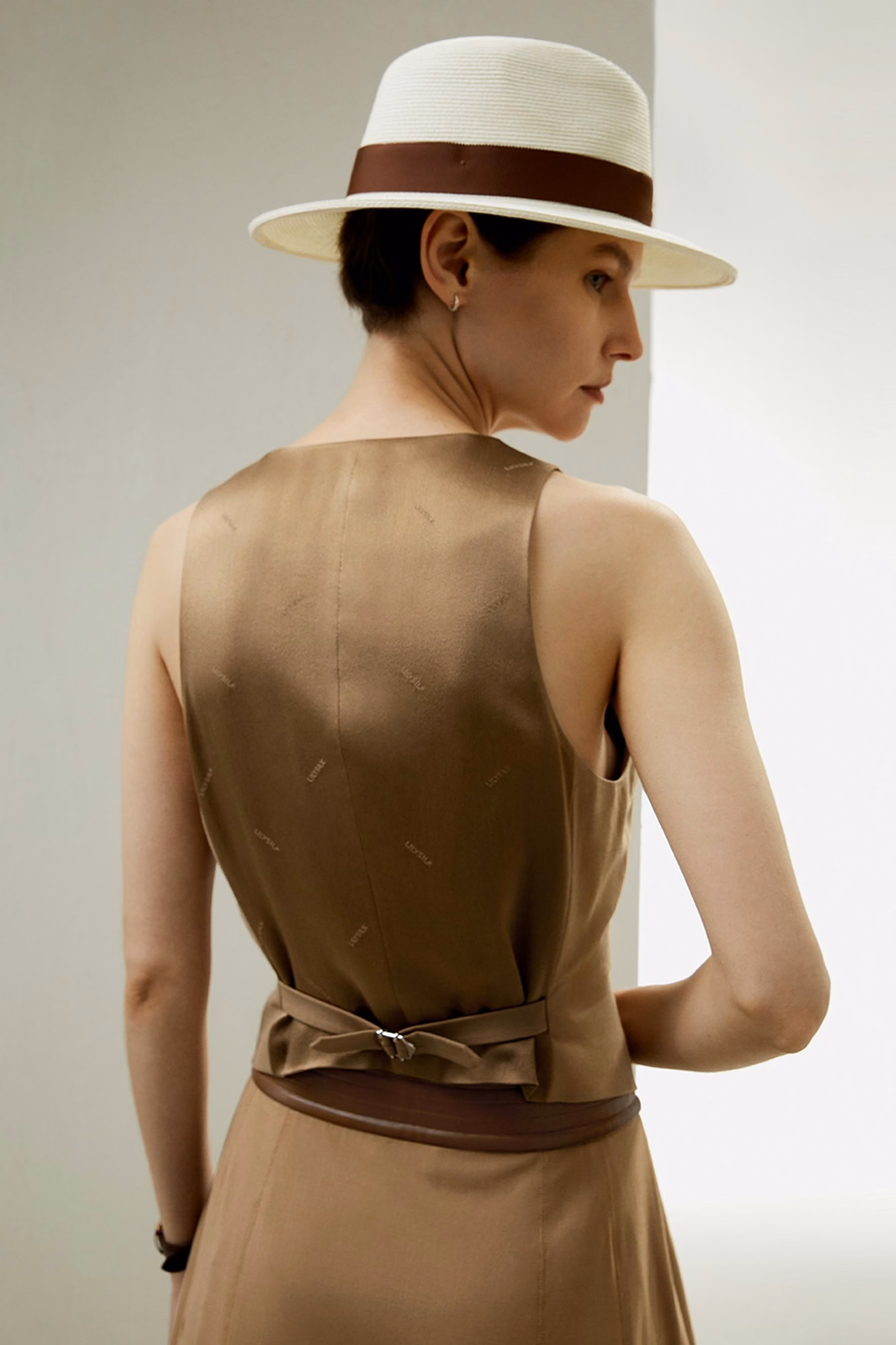Chaleco de Seda y Lana con Espalda de Seda Jacquard