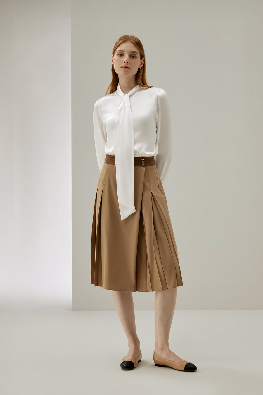 Mujer Blusa de Seda con Pajarita