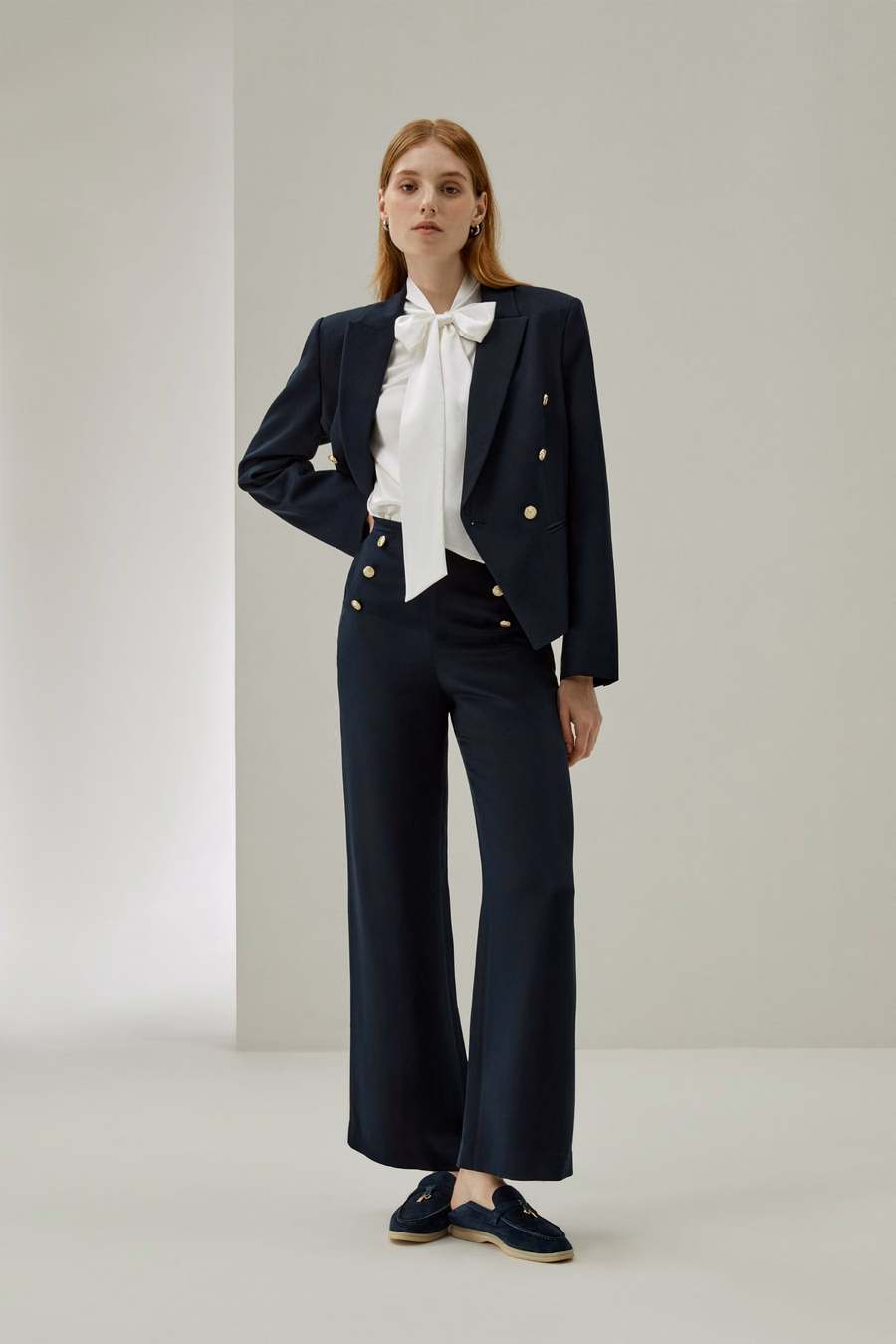 Mujer Blusa de Seda con Pajarita