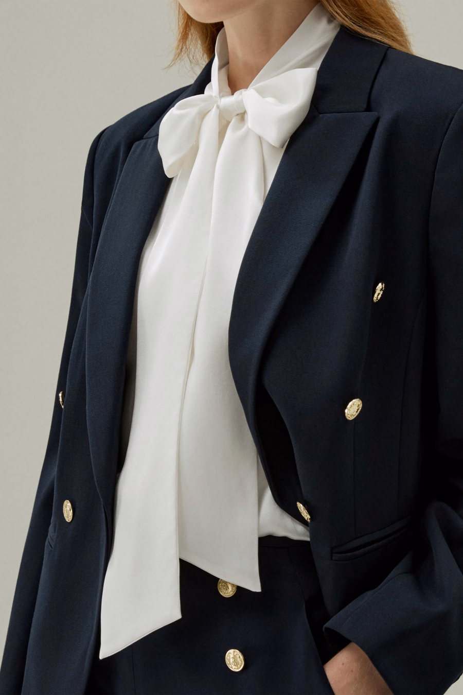 Mujer Blusa de Seda con Pajarita