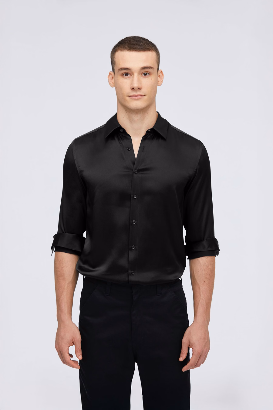 Camisa básica de seda de morera para hombres