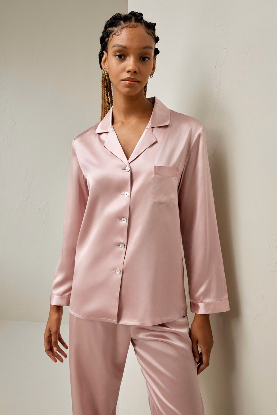 Conjunto de Pijama de Seda Completo para Mujeres