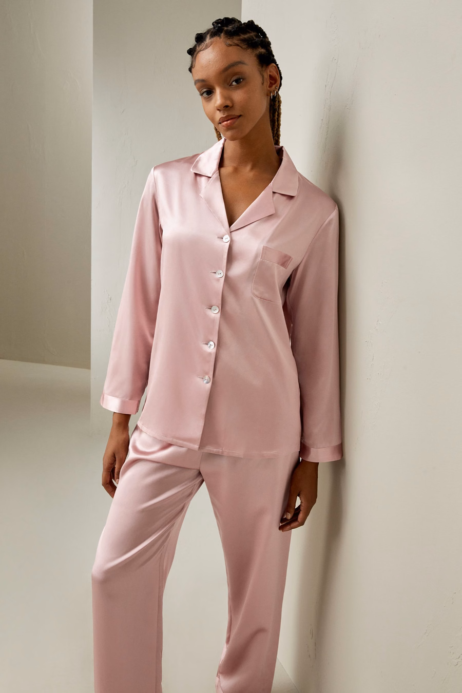 Conjunto de Pijama de Seda Completo para Mujeres