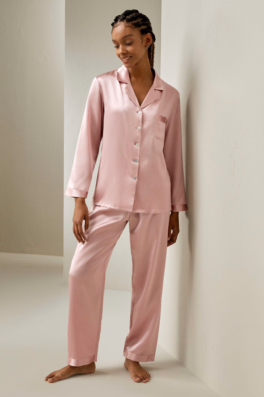 Conjunto de Pijama de Seda Completo para Mujeres