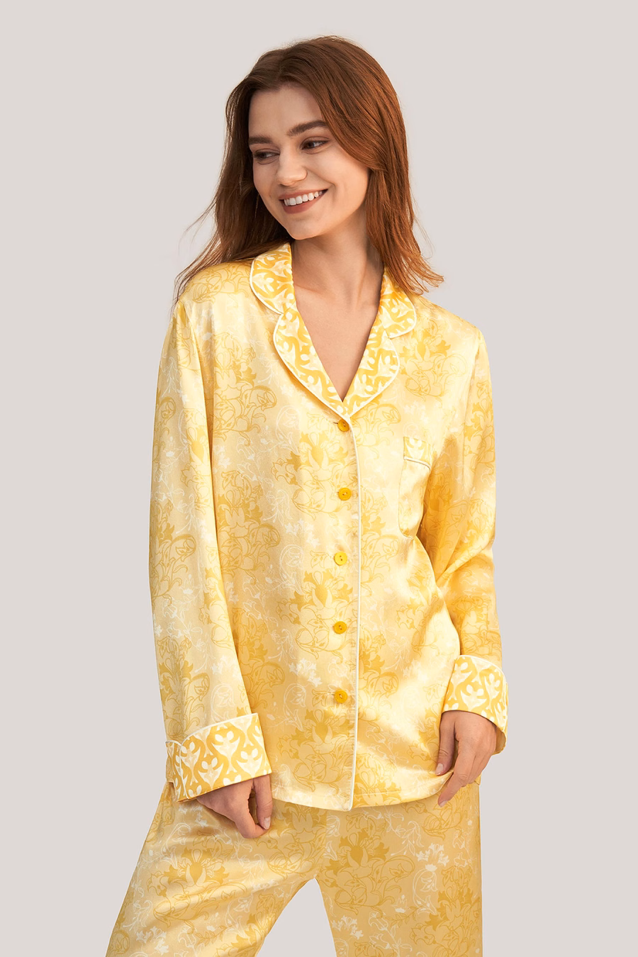 Conjunto de Pijama de Seda Golden Lily