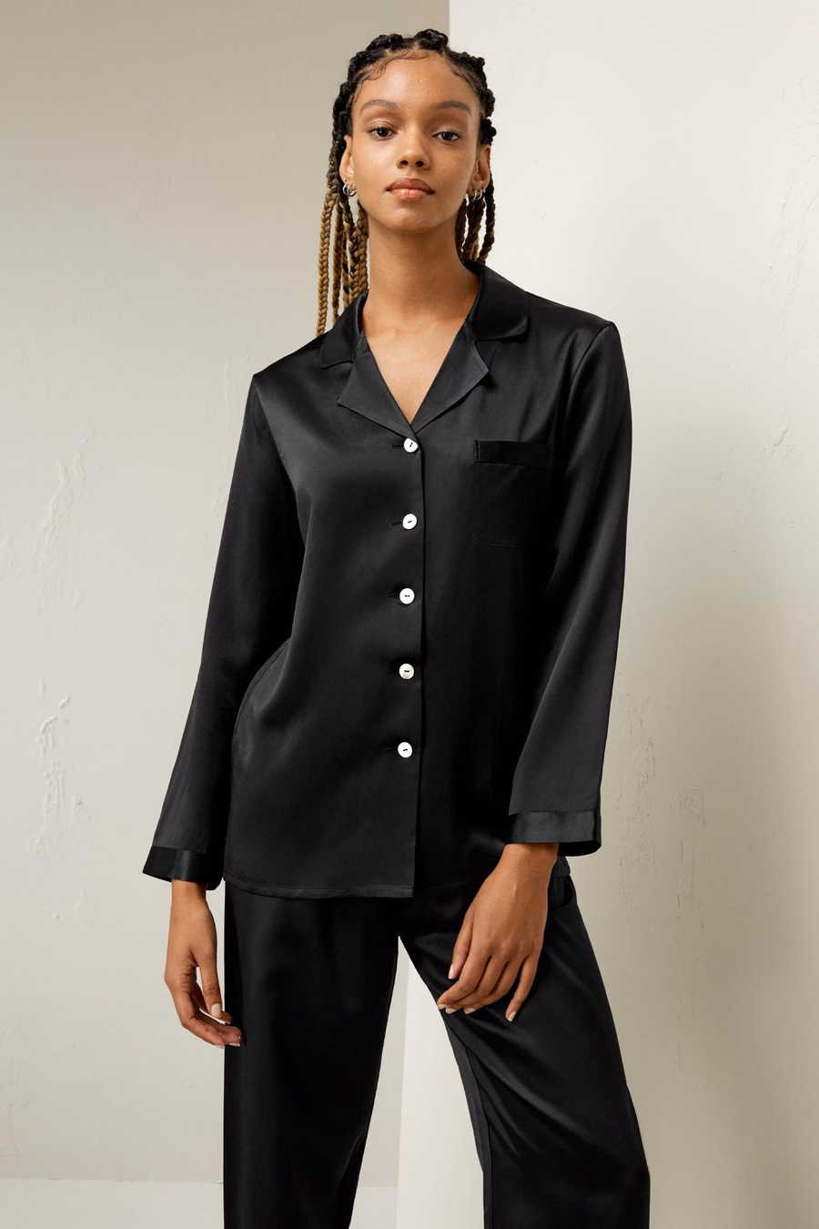 Conjunto de Pijama de Seda Completo para Mujeres