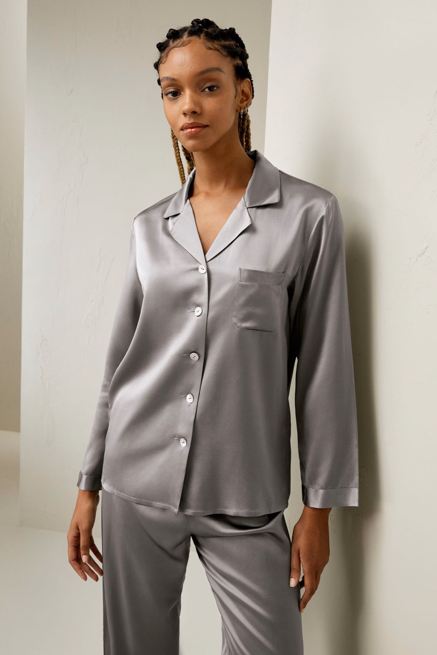 Conjunto de Pijama de Seda Completo para Mujeres