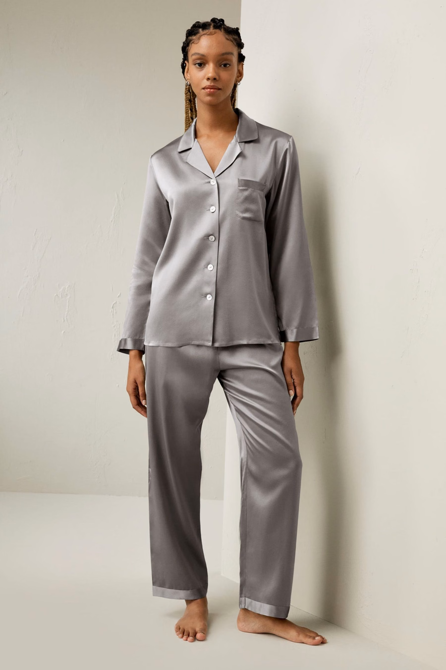 Conjunto de Pijama de Seda Completo para Mujeres