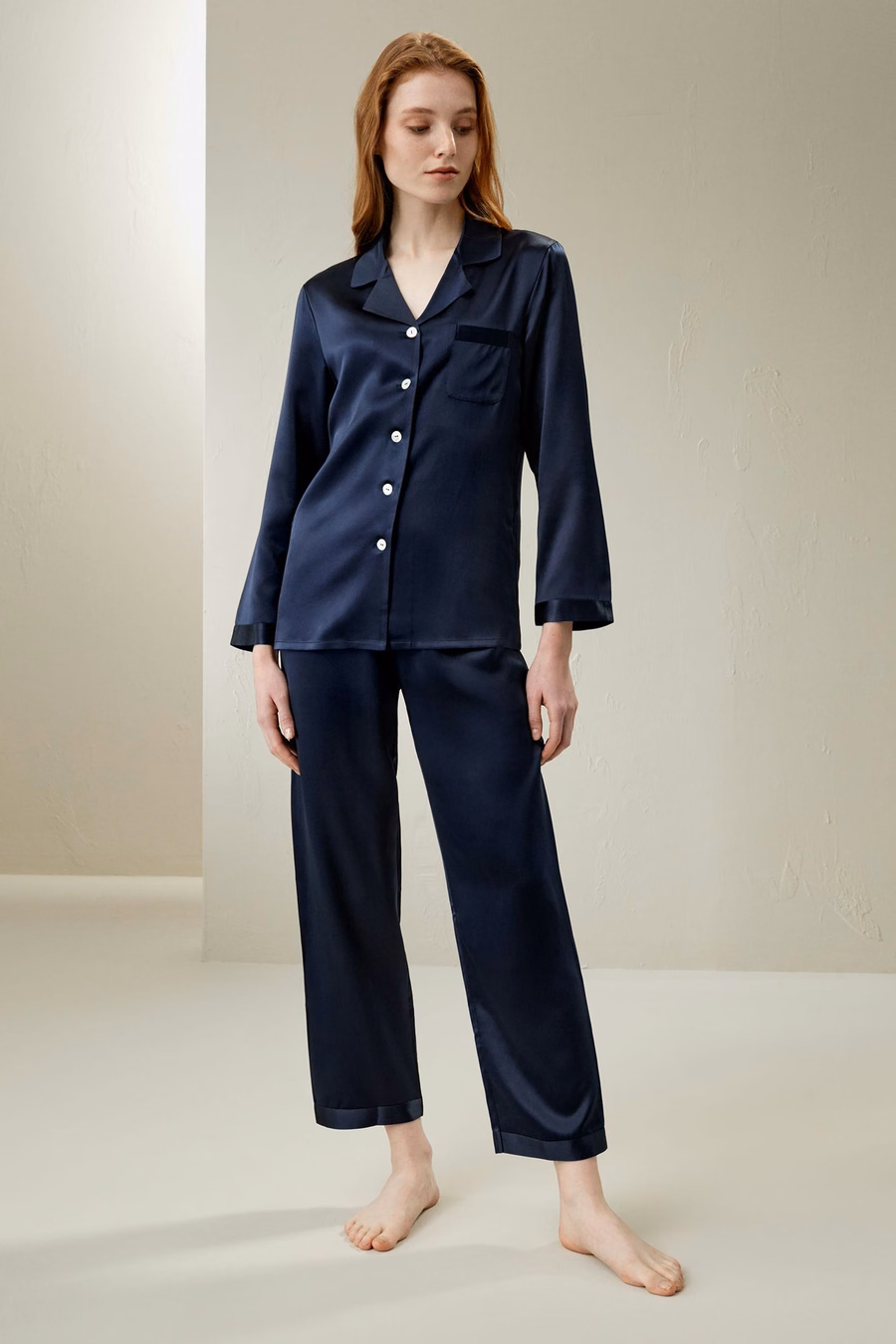 Conjunto de Pijama de Seda Completo para Mujeres