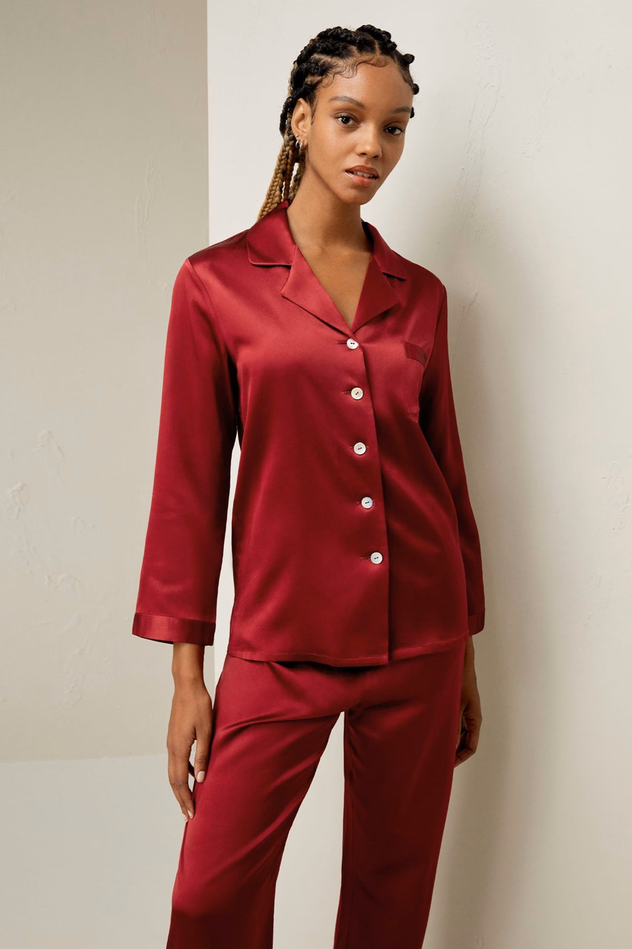 Conjunto de Pijama de Seda Completo para Mujeres