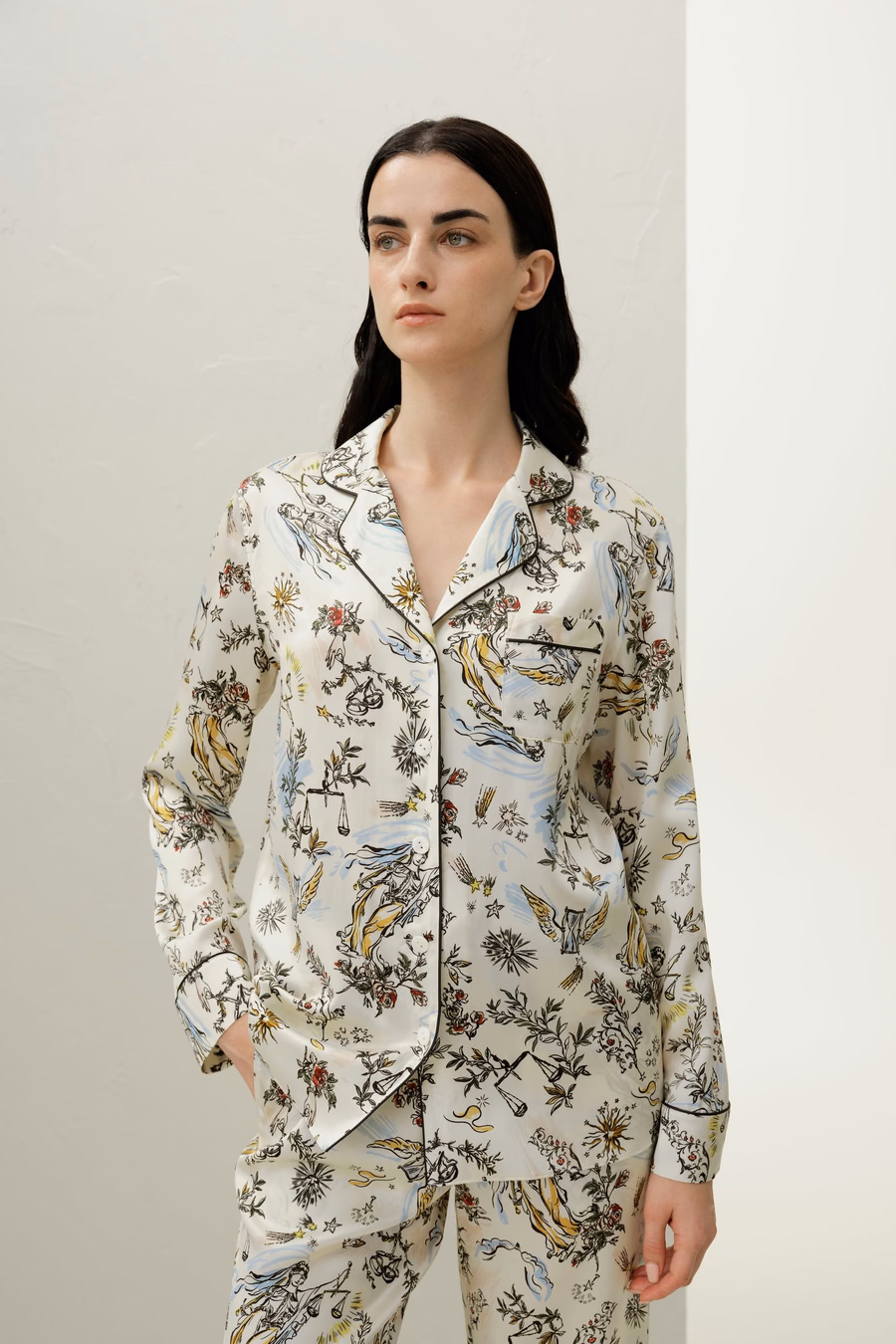 Conjunto de Pijama Clásico de Seda del Zodiac Libra