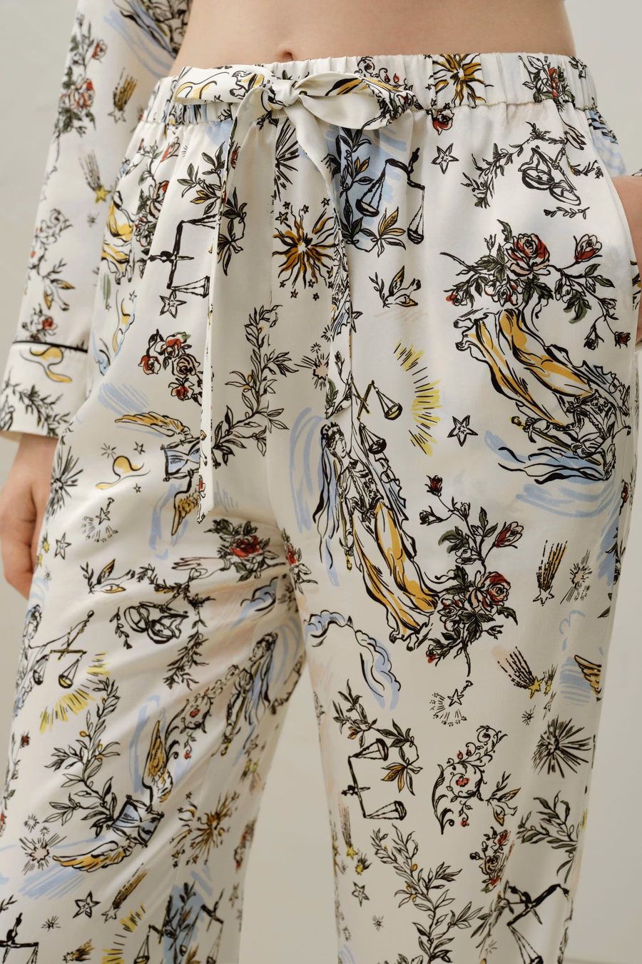 Conjunto de Pijama Clásico de Seda del Zodiac Libra