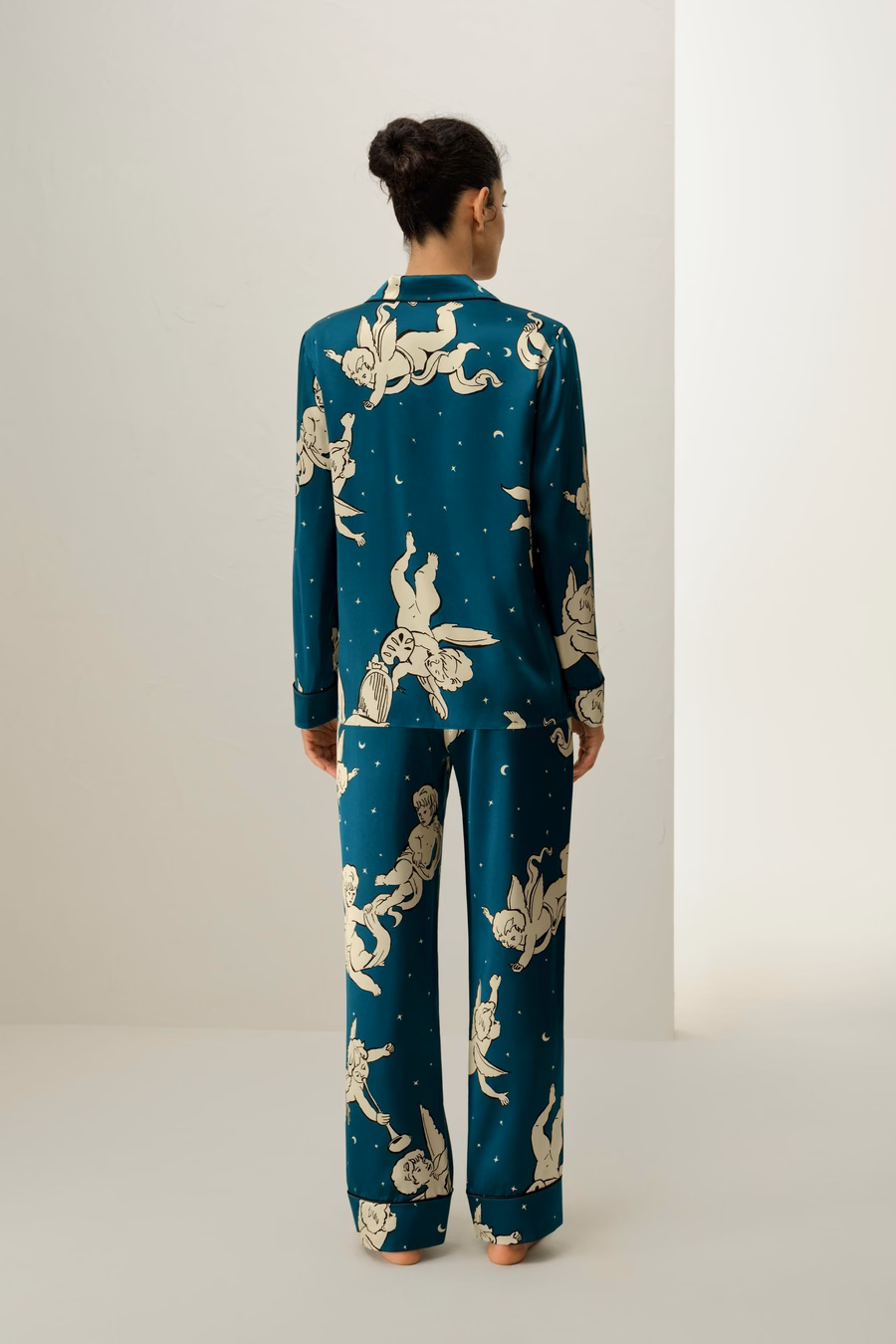 Conjunto Clásico de Pijama de Seda del Zodiaco Géminis
