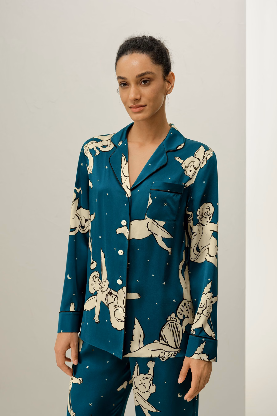 Conjunto Clásico de Pijama de Seda del Zodiaco Géminis