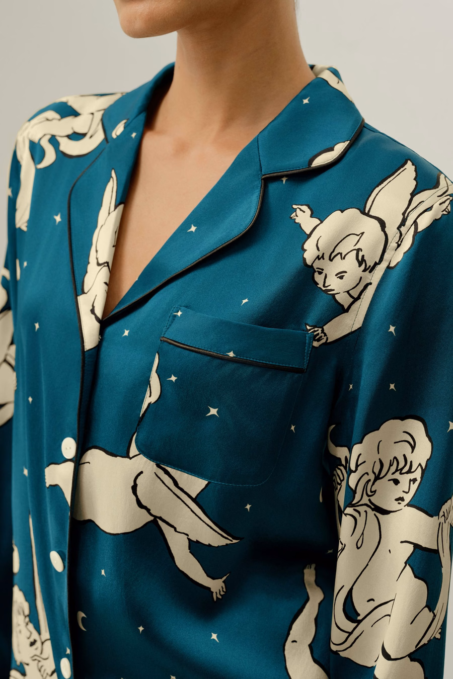 Conjunto Clásico de Pijama de Seda del Zodiaco Géminis